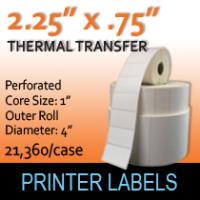 Thermal Transfer Labels 2.25" x .75" Perf